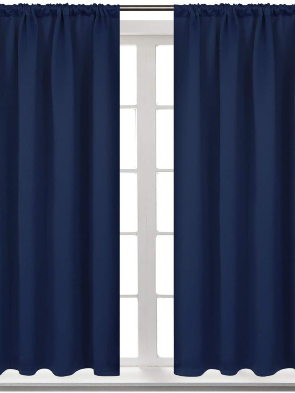 Short Blackout Curtains 45 Inch Length Blue Room Darkening Drapes